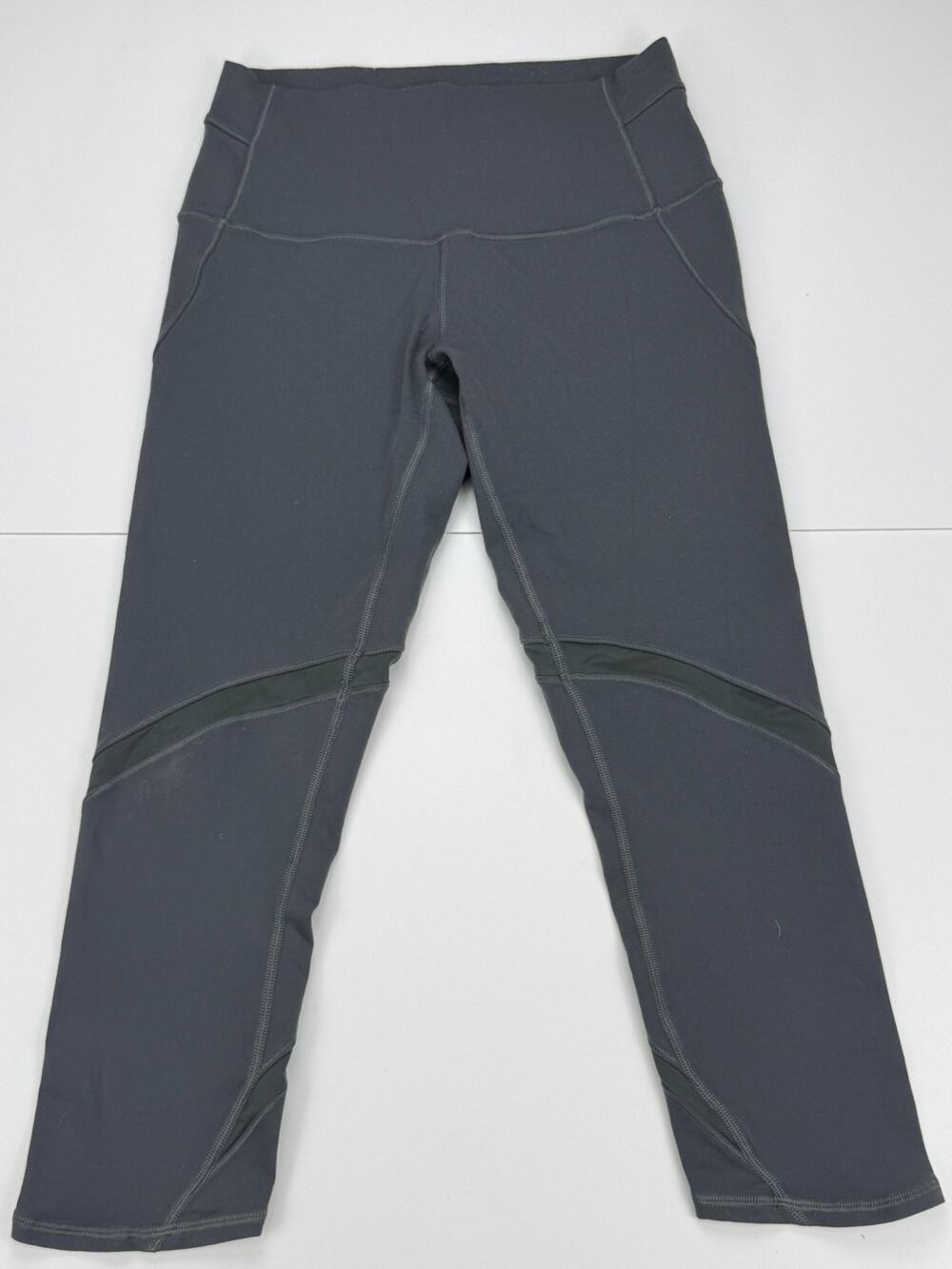 Lululemon Womens 6 Black Mesh Panel Crop Leggings 21" Running Yoga Pants
